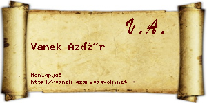 Vanek Azár névjegykártya